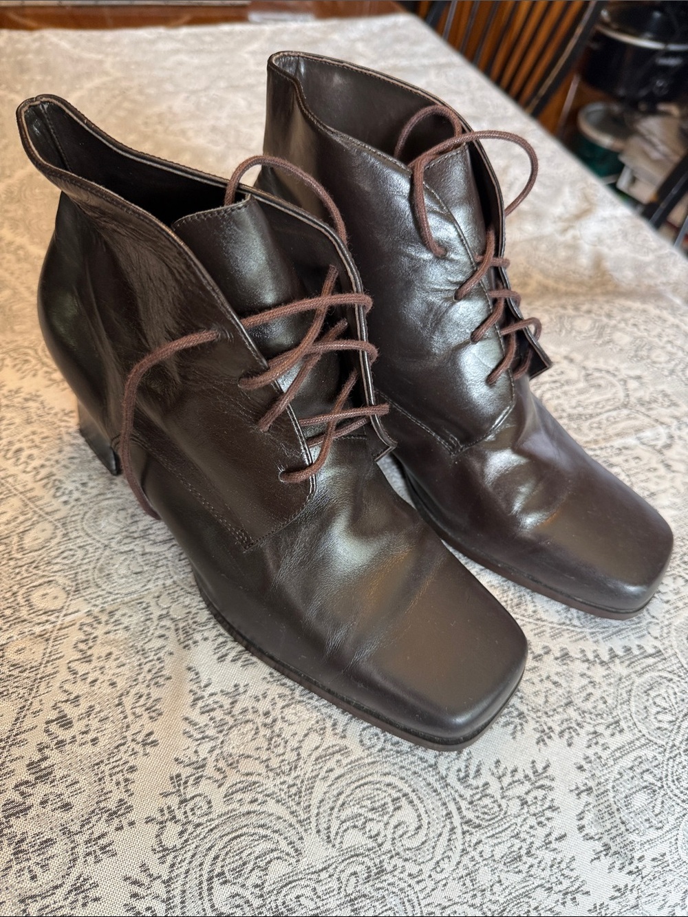 Harve Benard - Brown Leather Lace-Up Ankle Boots - 10